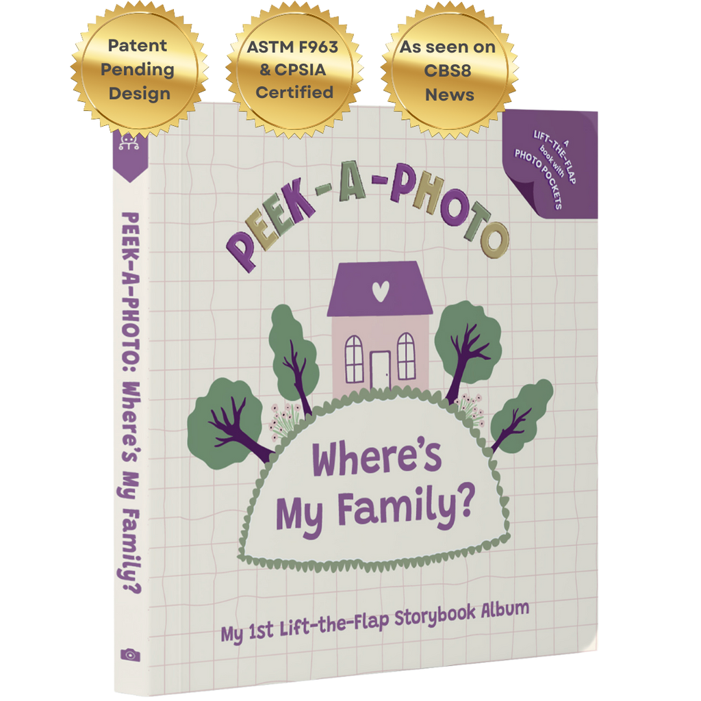 PEEK-A-PHOTO Where's My Family? – Personalized Lift-the-Flap Photo Board Book for Babies & Toddlers Ages 0–3