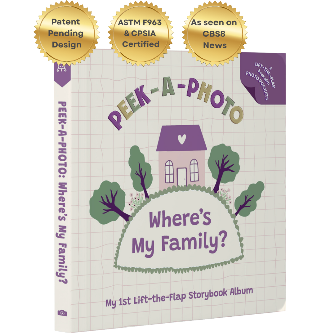 PEEK-A-PHOTO Where's My Family? – Personalized Lift-the-Flap Photo Board Book for Babies & Toddlers Ages 0–3