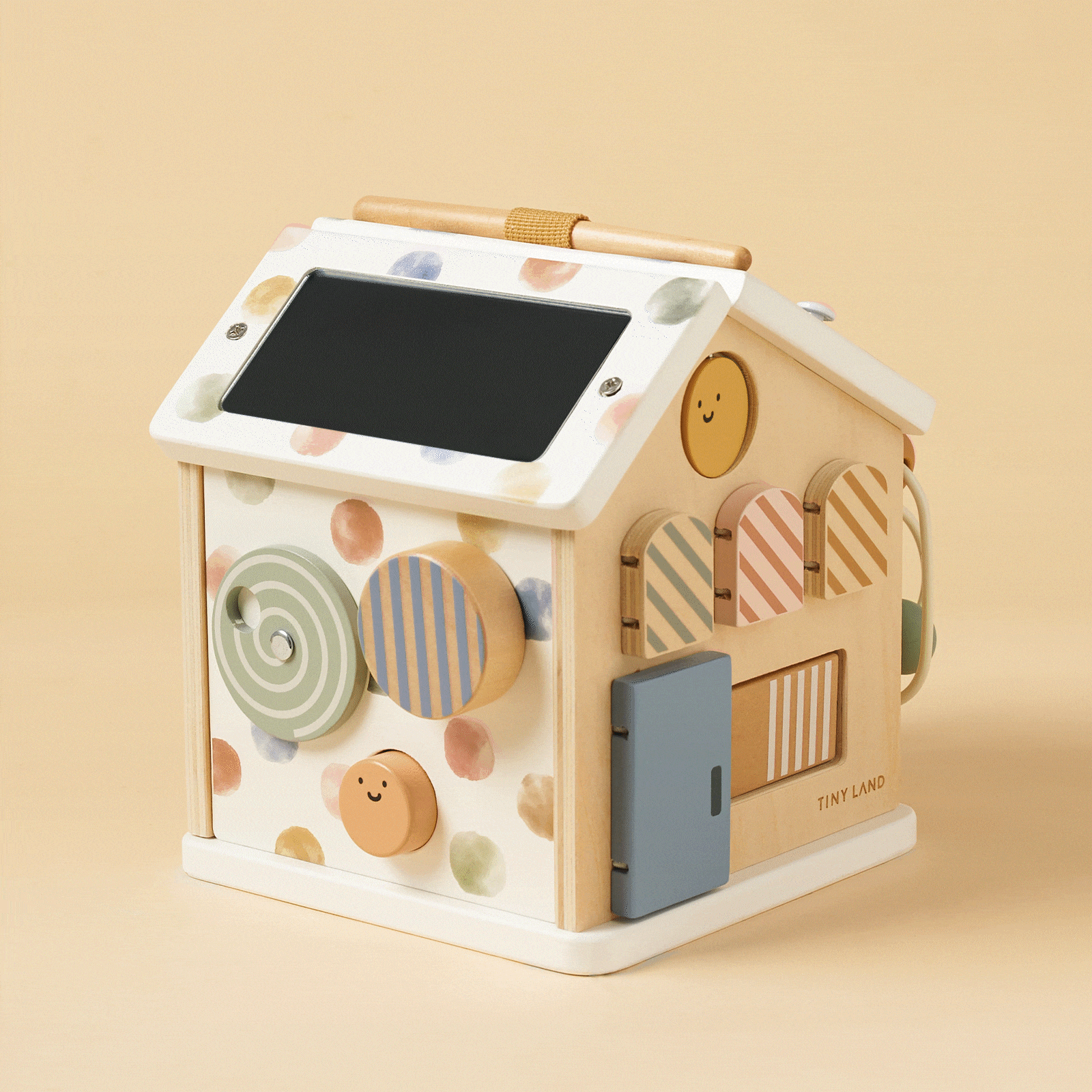 Tiny Land® Montessori Cottage Activity Cube in Morandi – 6-in-1 Sensory Learning Toy for Babies 6 Months+