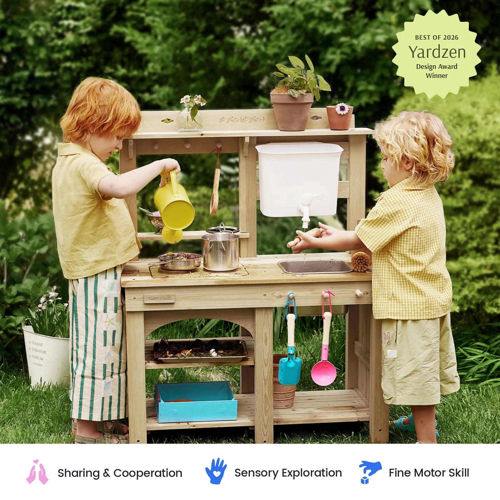 Tiny Land® Mud Kitchen - DuoPlay Outdoor Play Kitchen for Kids