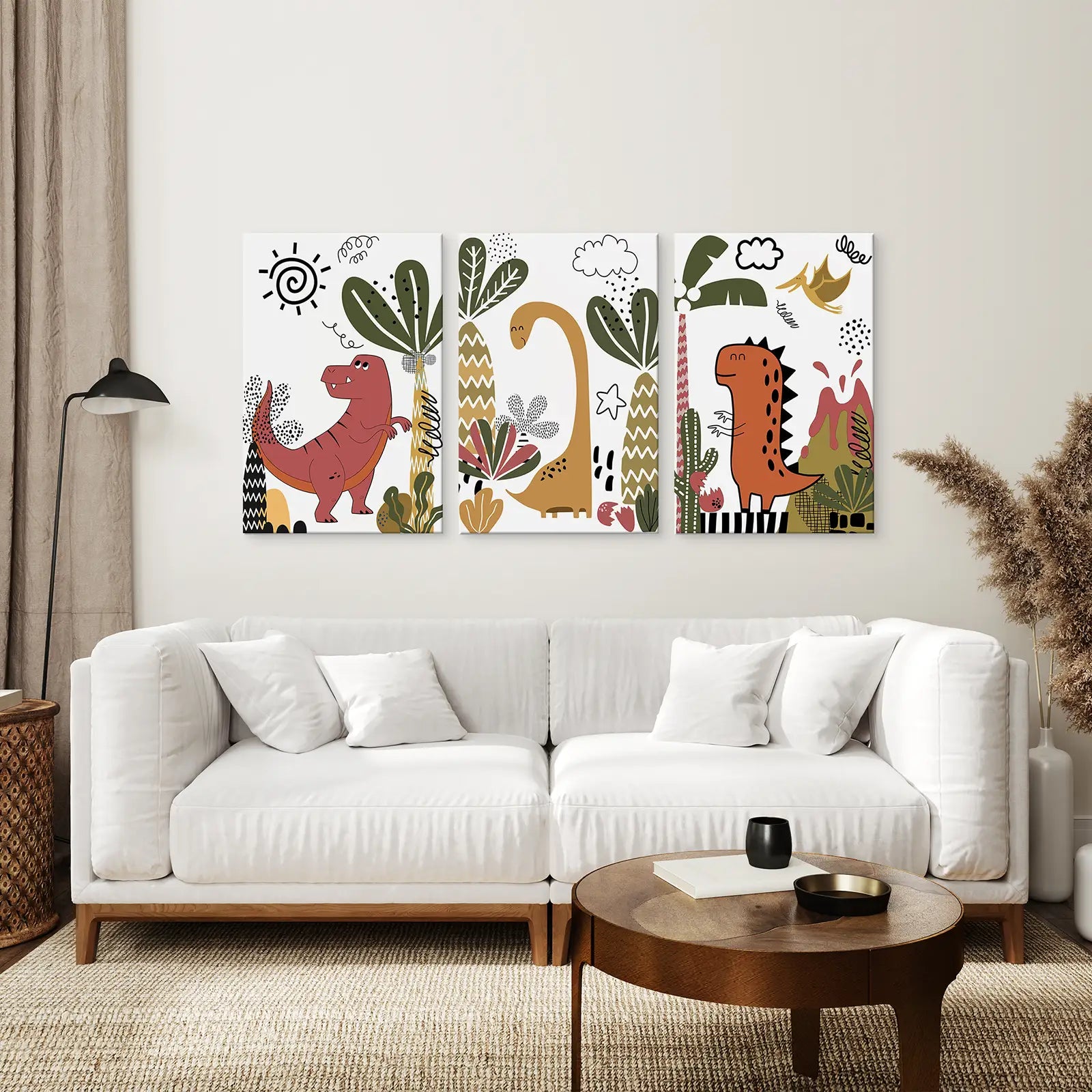 Cute Dinosaur Wall Art Set of 3 – Boys Nursery & Kids Room Decor | T-Rex, Brontosaurus & Stegosaurus Prints