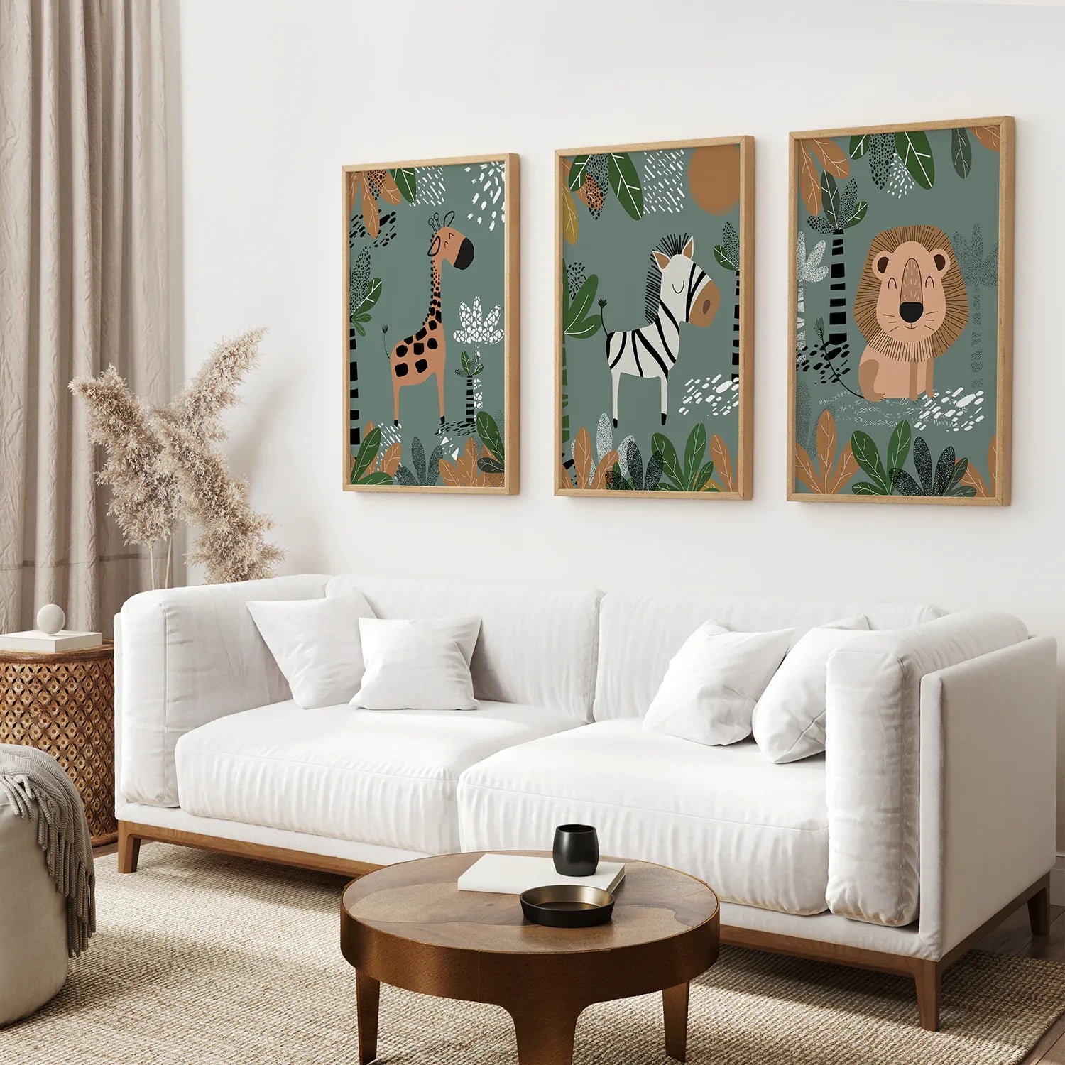 Safari Nursery Wall Art – Handcrafted Giraffe, Zebra & Lion Prints for Baby Room