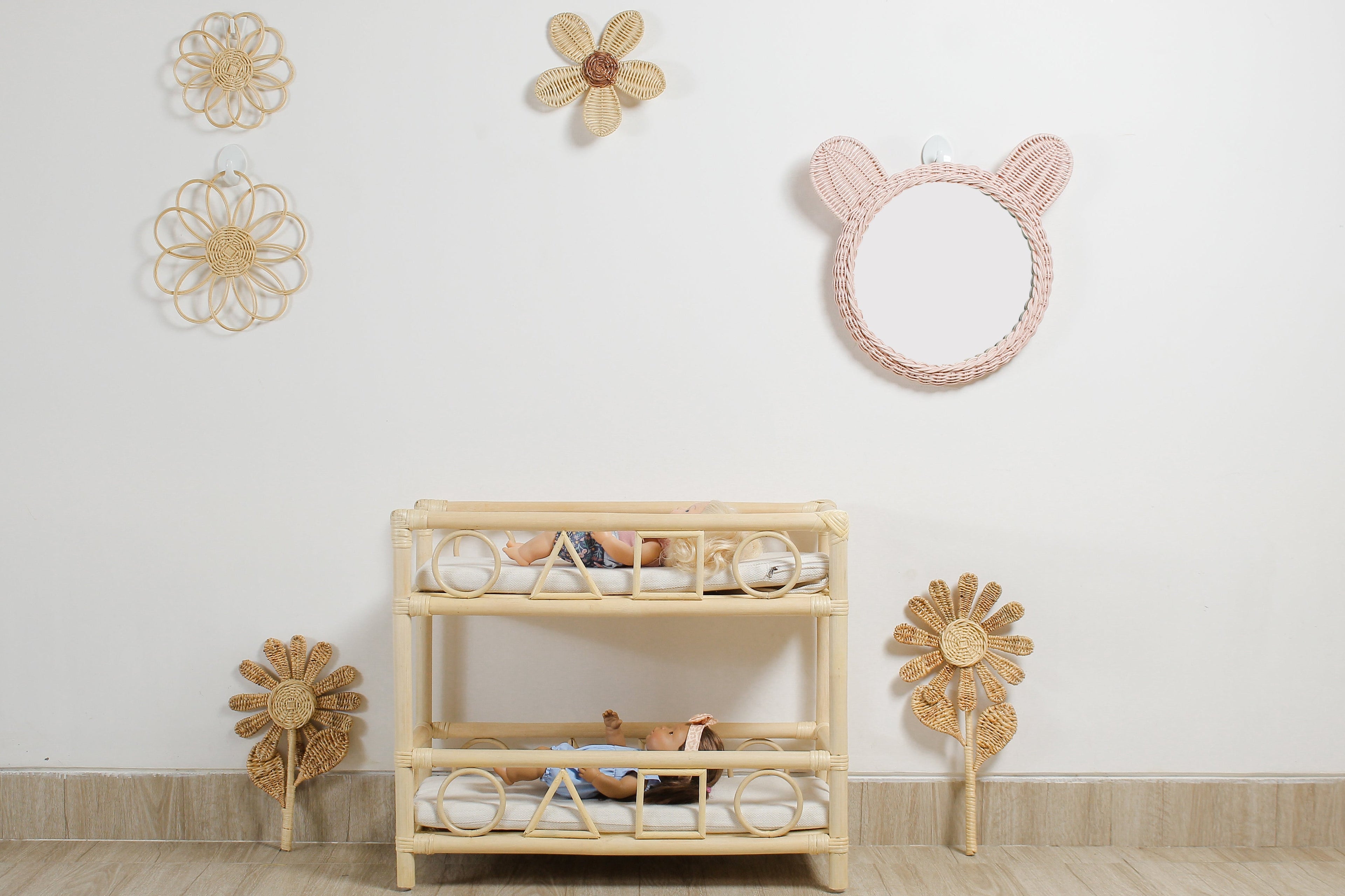 Sweet Bloom Rattan Flower Wall Art – Cute Boho Nursery & Girls Room Decor