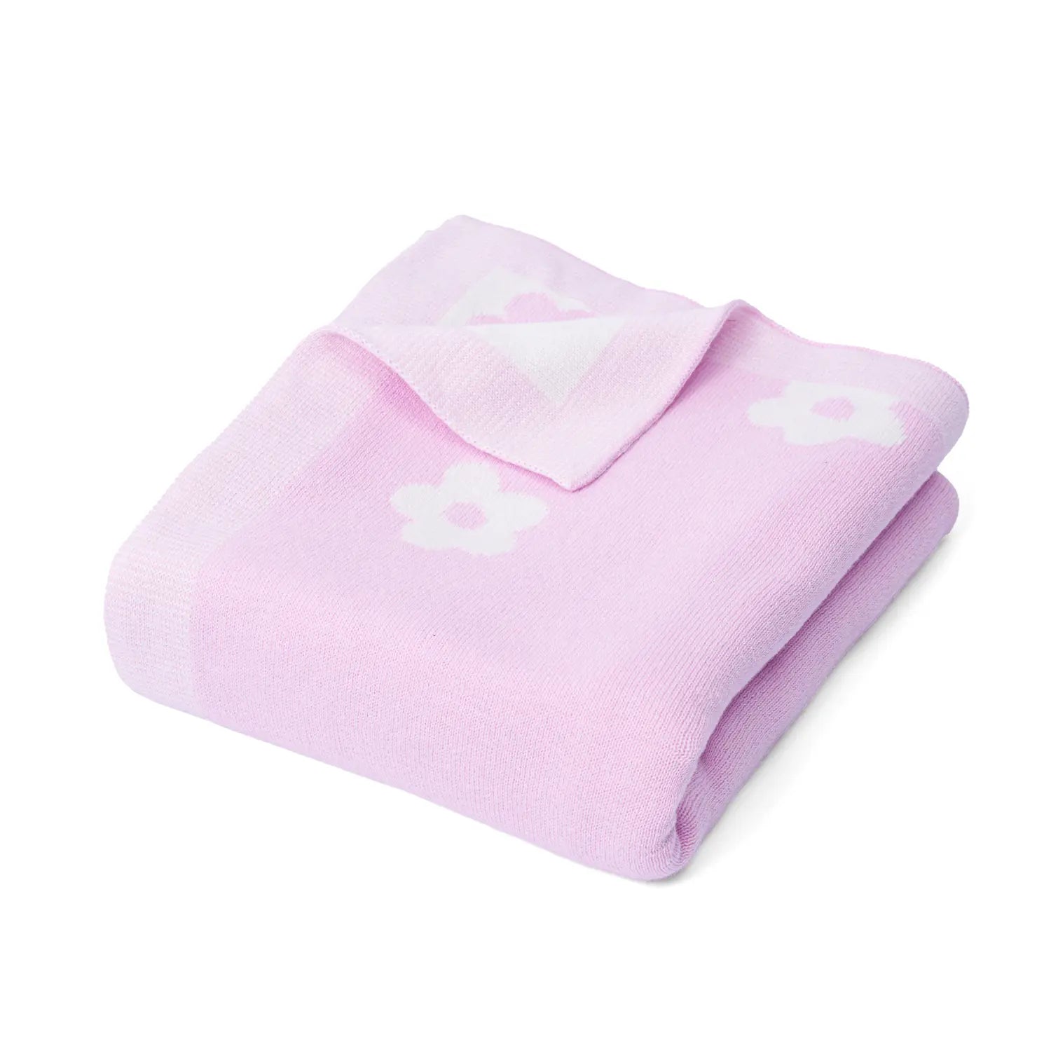Daisy Jacquard Knit Baby Blanket – 100% Cotton Heirloom Receiving Blanket, OEKO-TEX Certified, Gender Neutral