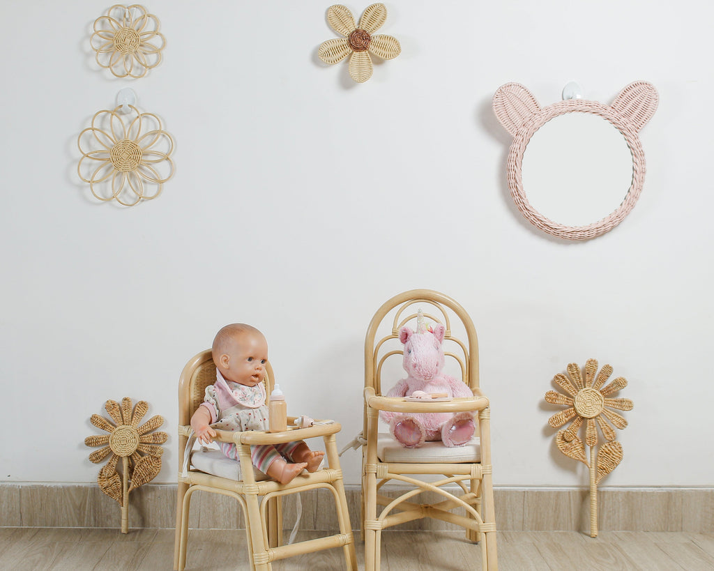Sweet Bloom Rattan Flower Wall Art – Cute Boho Nursery & Girls Room Decor