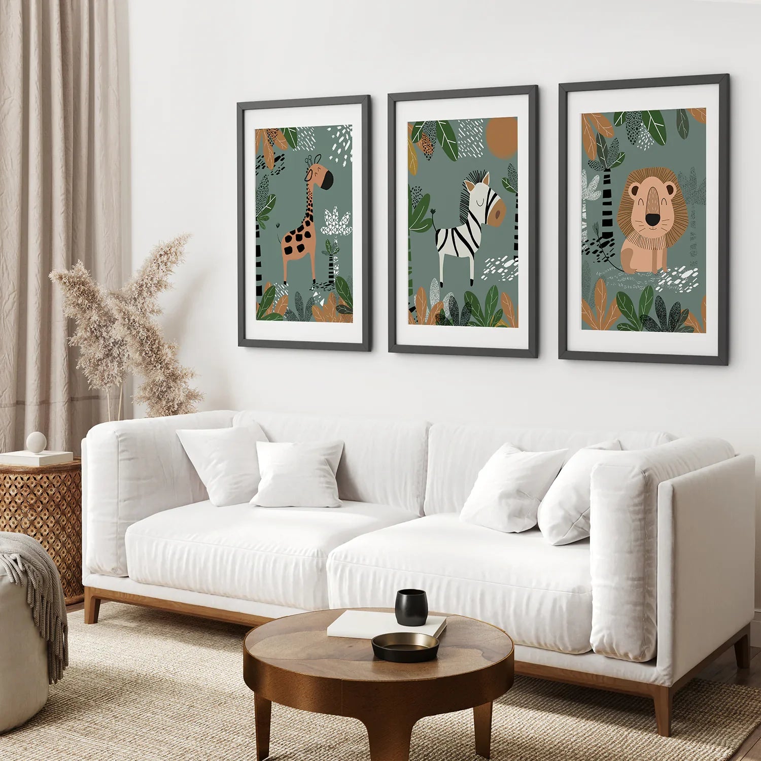 Safari Nursery Wall Art – Handcrafted Giraffe, Zebra & Lion Prints for Baby Room