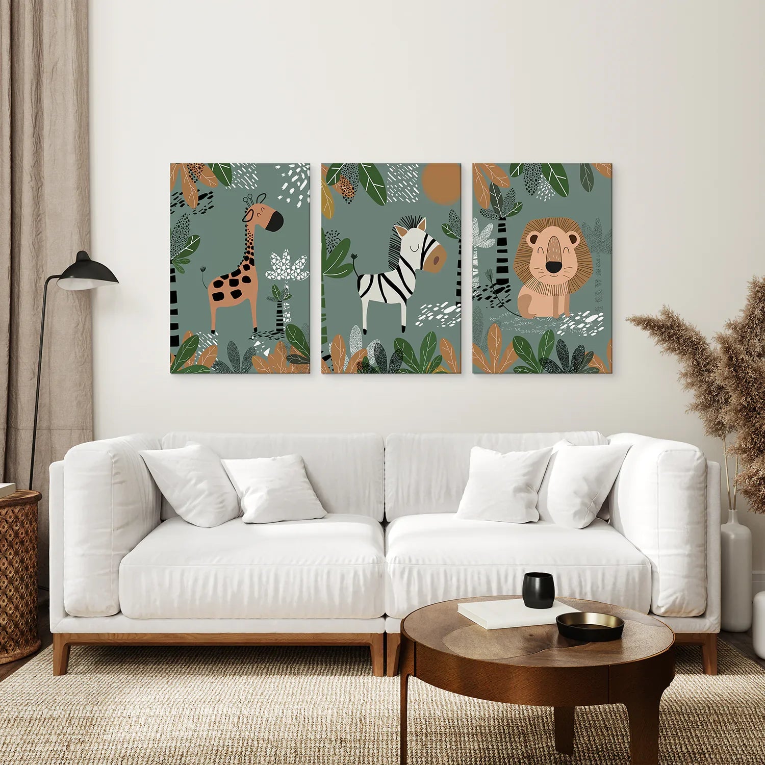 Safari Nursery Wall Art – Handcrafted Giraffe, Zebra & Lion Prints for Baby Room
