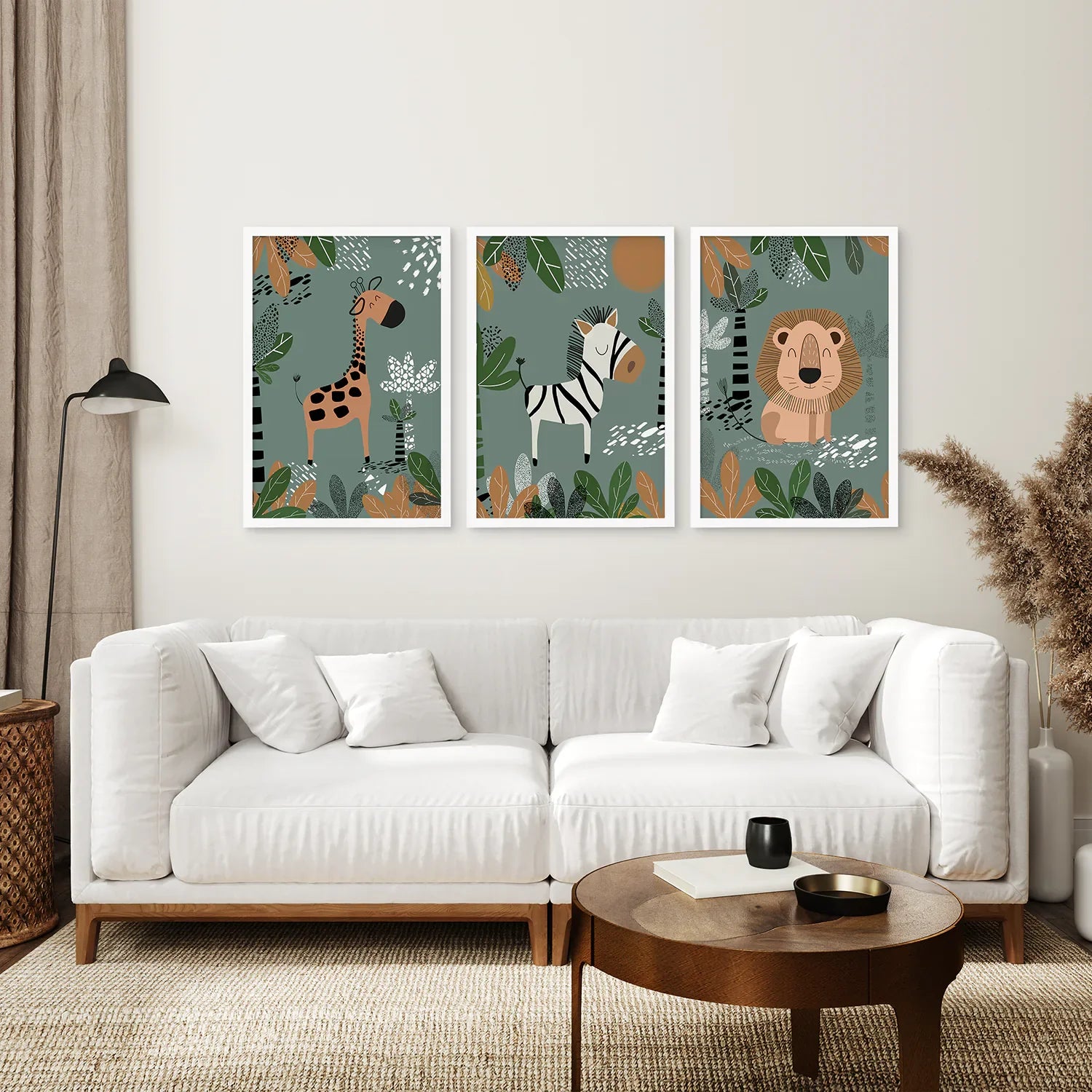 Safari Nursery Wall Art – Handcrafted Giraffe, Zebra & Lion Prints for Baby Room