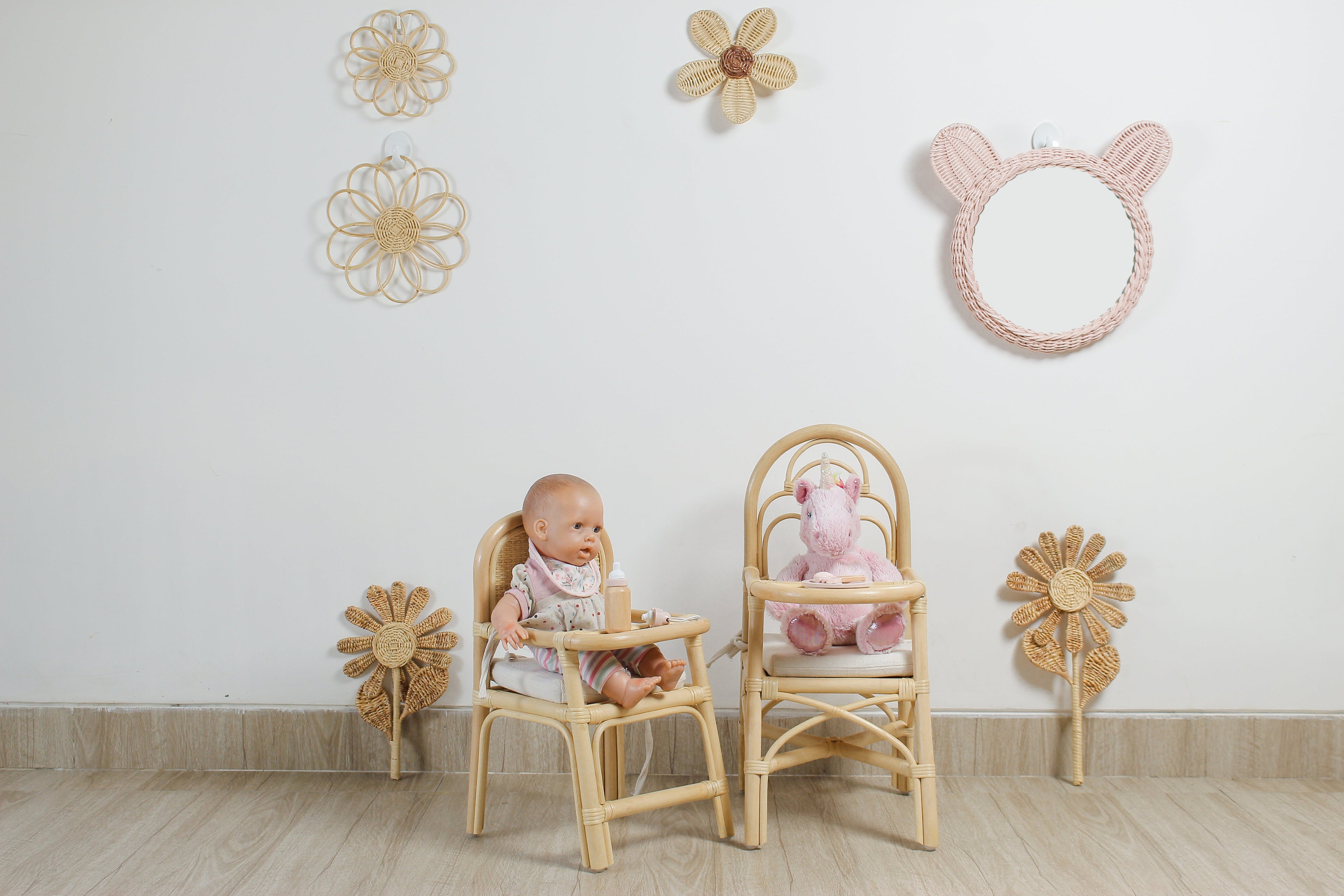 Handcrafted Rattan Flower Stem – Boho Wall & Nursery Room Decor