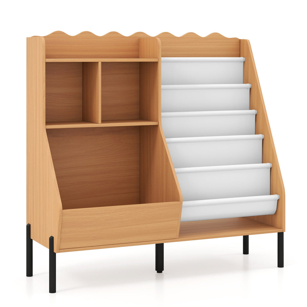 Kids Bookshelf & Toy Storage Organizer – 5-Cubby Children's Bookcase for Nursery & Playroom