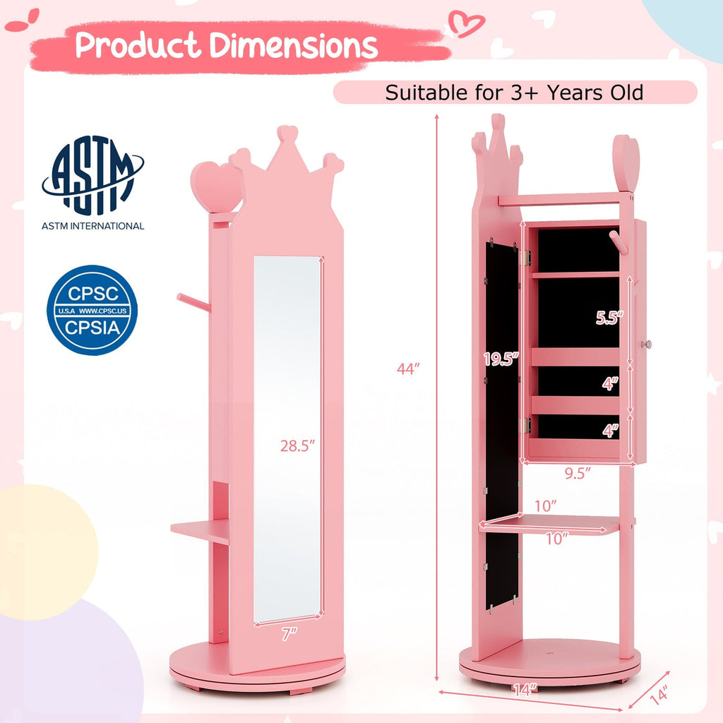 Princess Vanity Table & Stool Set for Girls – Kids Makeup Table with Mirror & Drawer