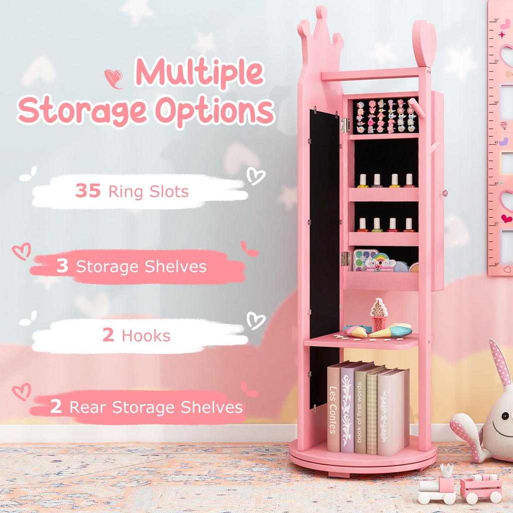Princess Vanity Table & Stool Set for Girls – Kids Makeup Table with Mirror & Drawer