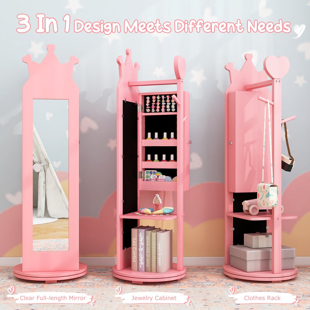 Princess Vanity Table & Stool Set for Girls – Kids Makeup Table with Mirror & Drawer