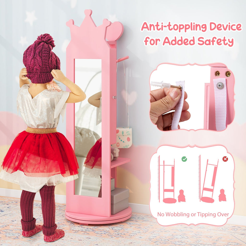 Princess Vanity Table & Stool Set for Girls – Kids Makeup Table with Mirror & Drawer