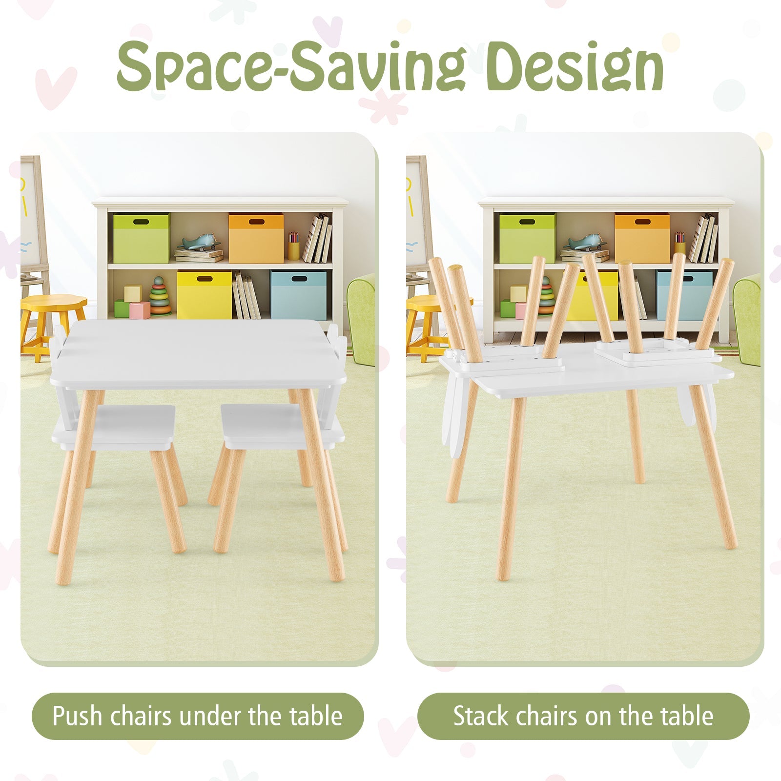 Kids Table & Chairs Set – 3-Piece Arts, Crafts & Activity Table for Toddlers