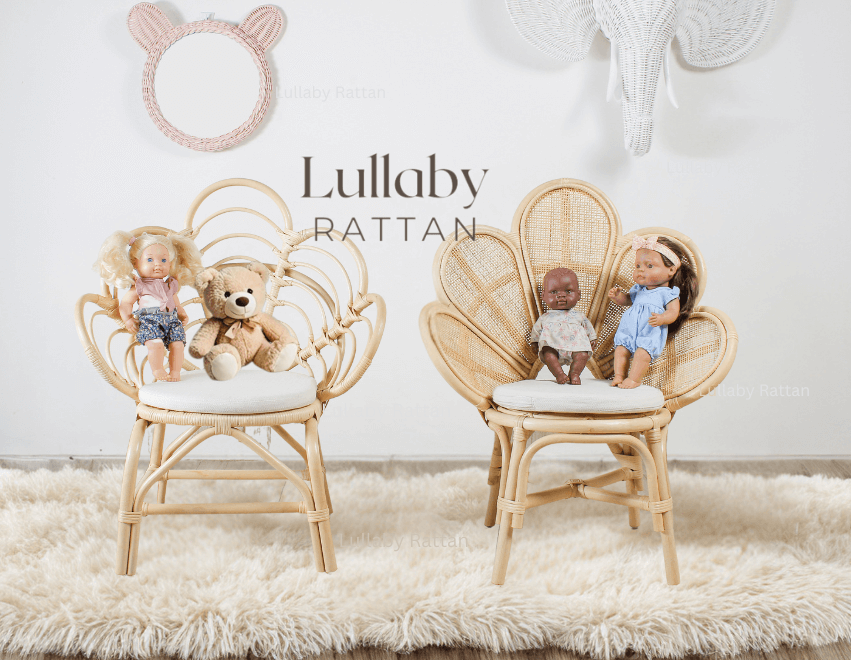 Handmade Rattan Flower Chair for Kids – Blossom Bloom Rattan Chair – Handwoven Flower Chair for Kids and Dolls| Boho Nursery & Playroom Furniture