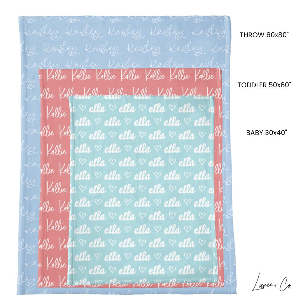 Lillian Floral Personalized Minky Blanket – Custom Name Baby, Toddler & Throw Sizes in Soft-Touch Polyester