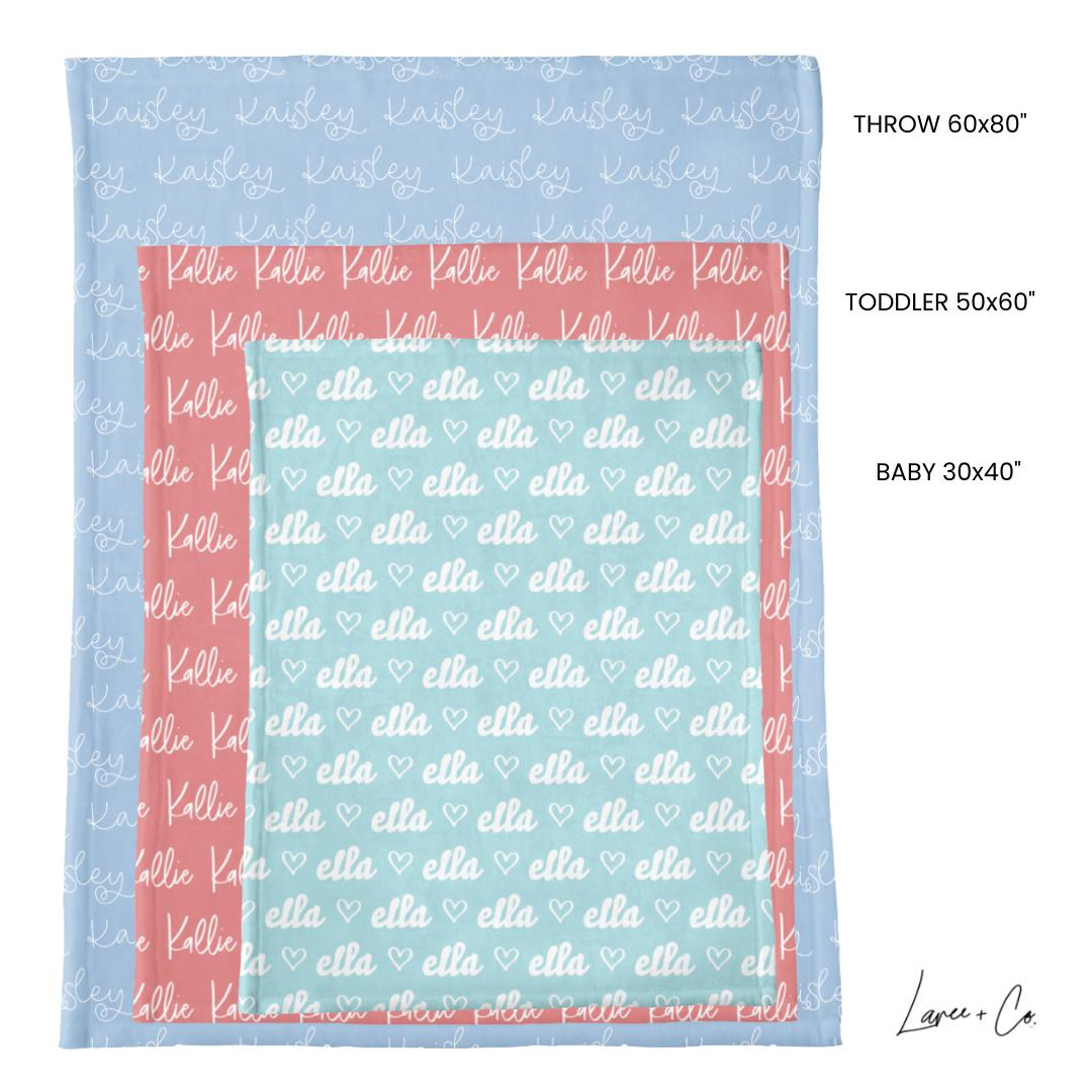 Lillian Floral Personalized Minky Blanket – Custom Name Baby, Toddler & Throw Sizes in Soft-Touch Polyester