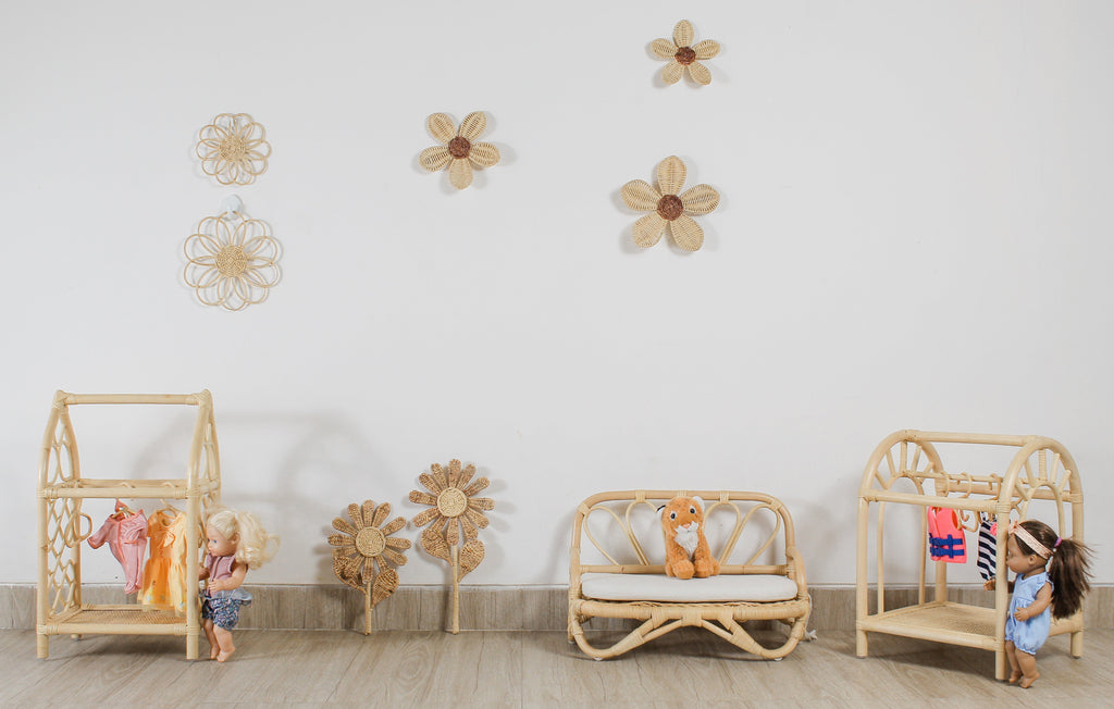 Handcrafted Rattan Flower Stem – Boho Wall & Nursery Room Decor
