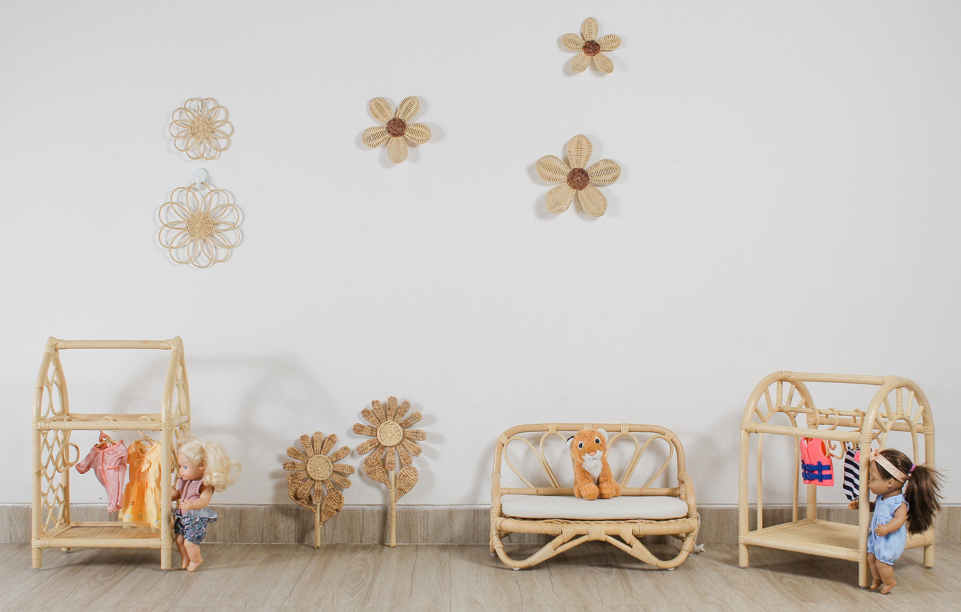 Handcrafted Rattan Flower Stem – Boho Wall & Nursery Room Decor