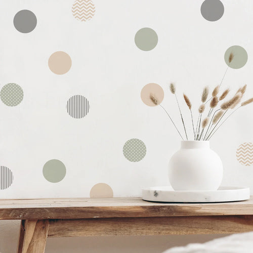 Boho Green Wall Stickers – Removable Polka Dot Decals for Kids Room & Nursery