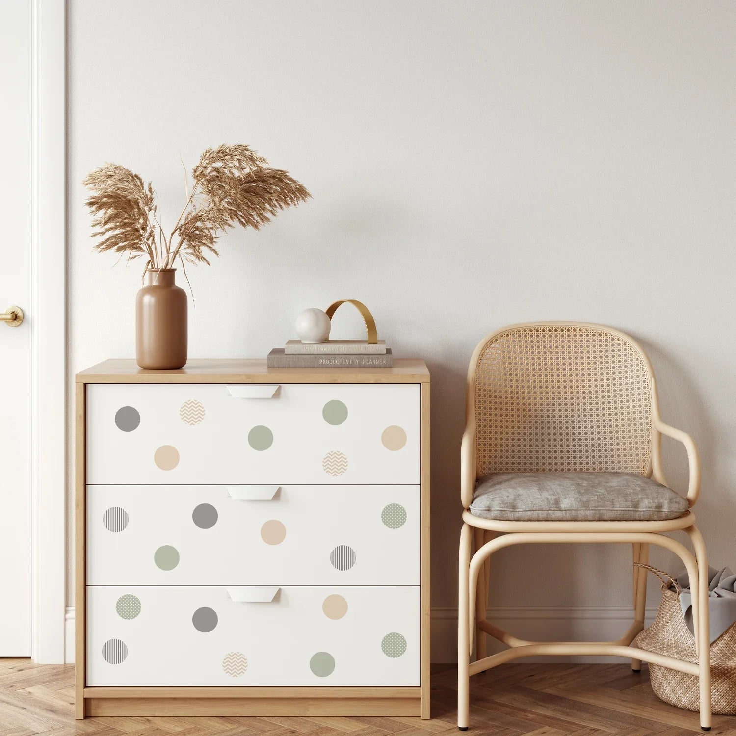 Boho Green Wall Stickers – Removable Polka Dot Decals for Kids Room & Nursery