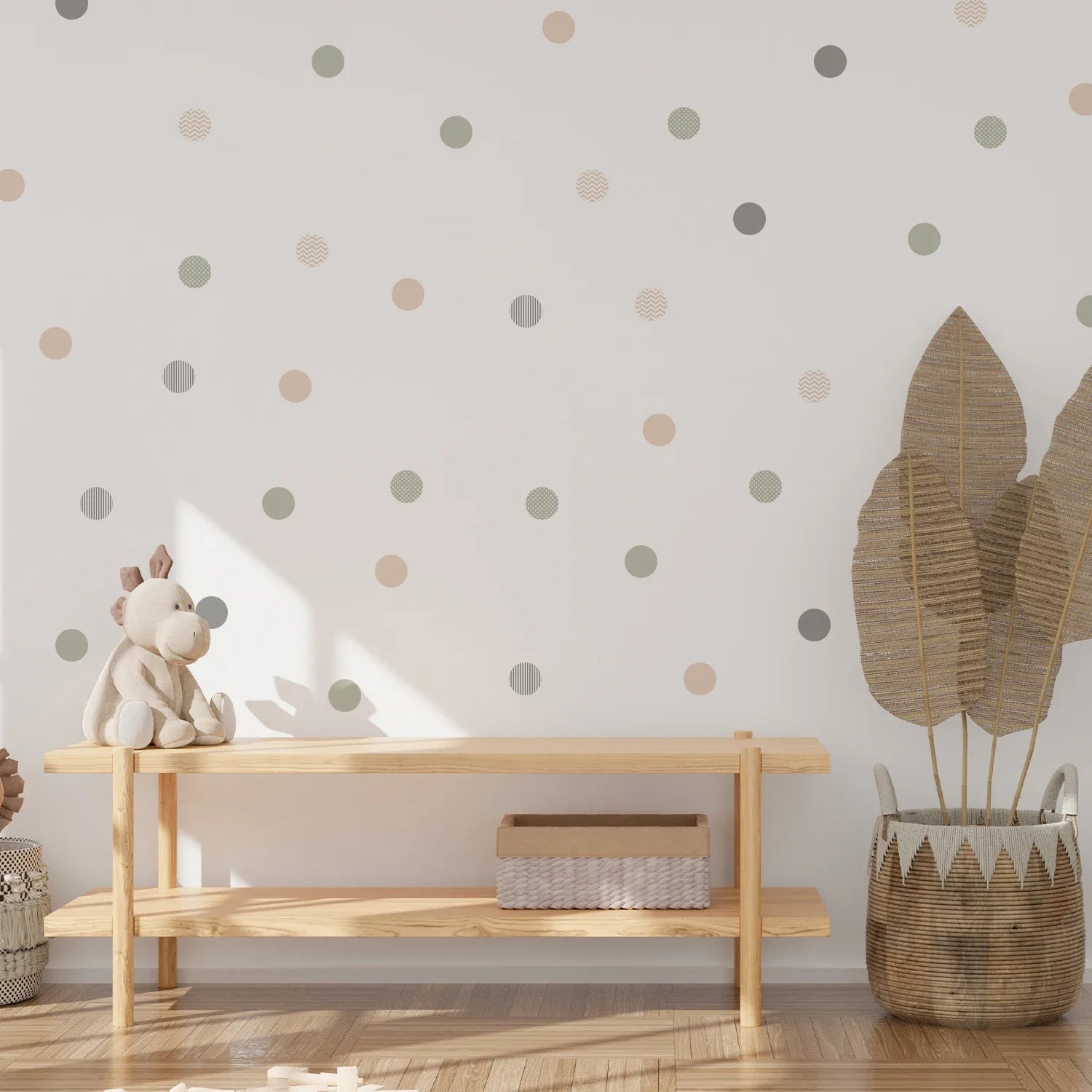 Boho Green Wall Stickers – Removable Polka Dot Decals for Kids Room & Nursery