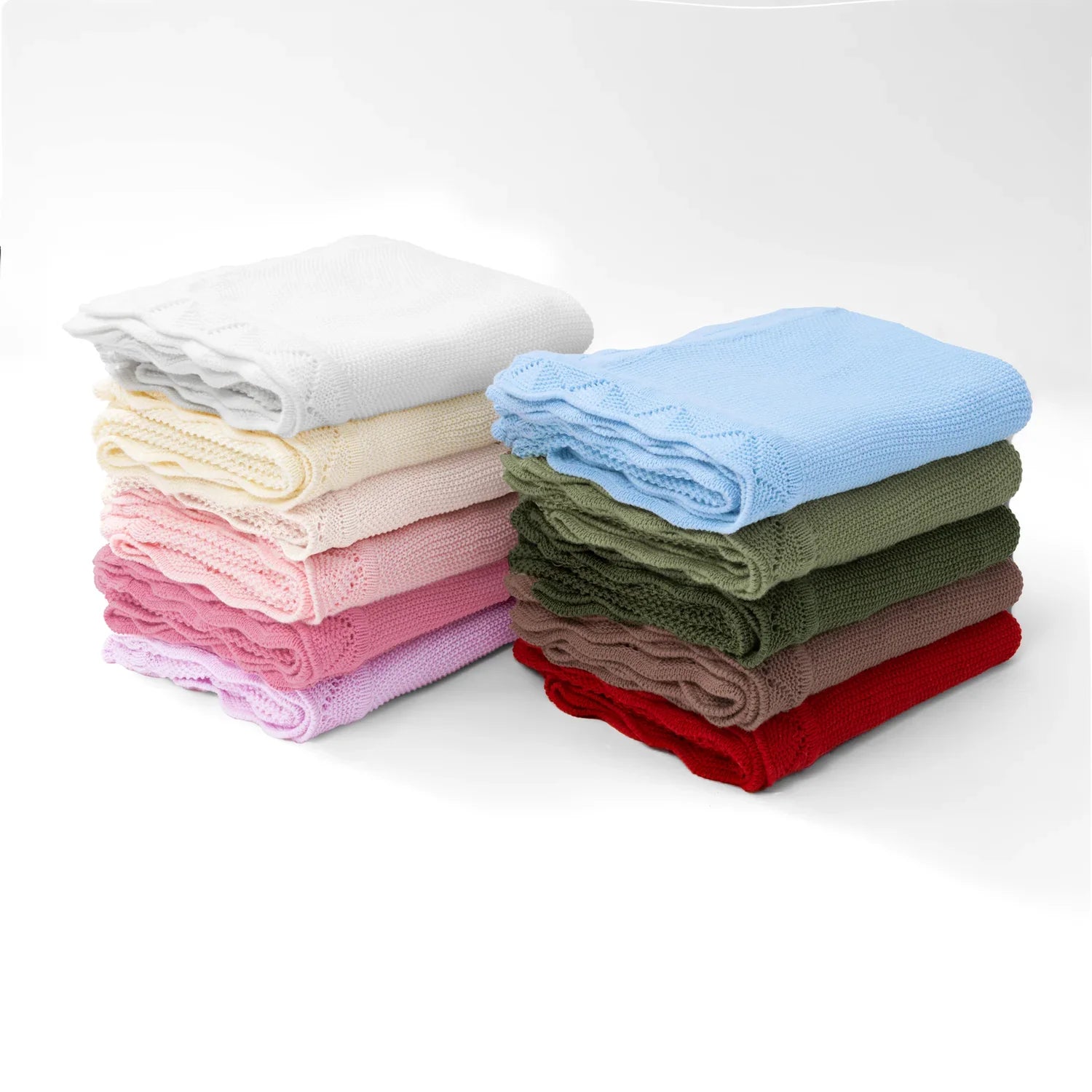 Heirloom Lace Knit Baby Blanket in Sage Green – 100% Cotton OEKO-TEX Certified Receiving Blanket