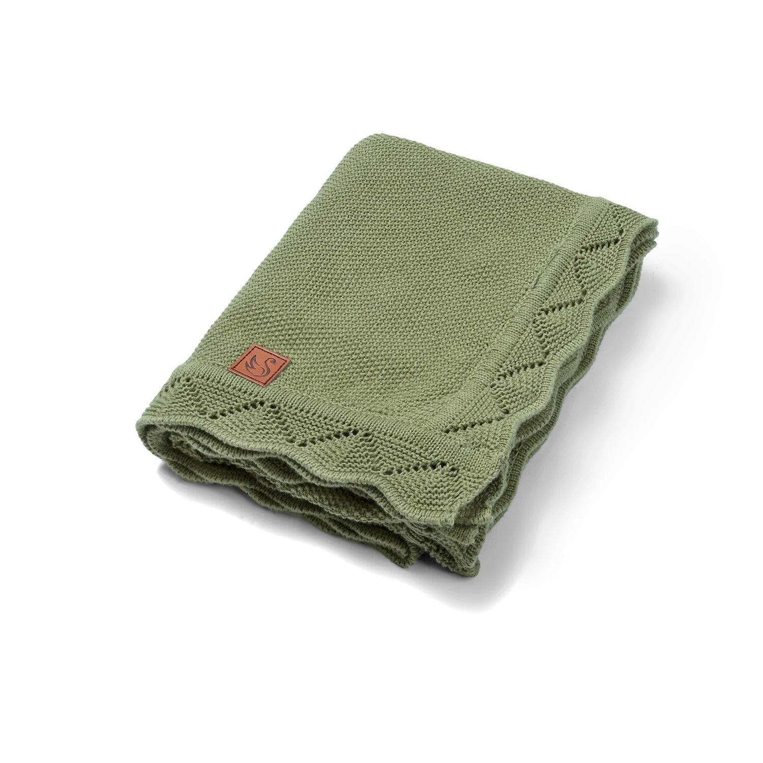 Heirloom Lace Knit Baby Blanket in Sage Green – 100% Cotton OEKO-TEX Certified Receiving Blanket