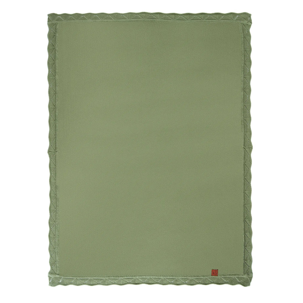 Heirloom Lace Knit Baby Blanket in Sage Green – 100% Cotton OEKO-TEX Certified Receiving Blanket