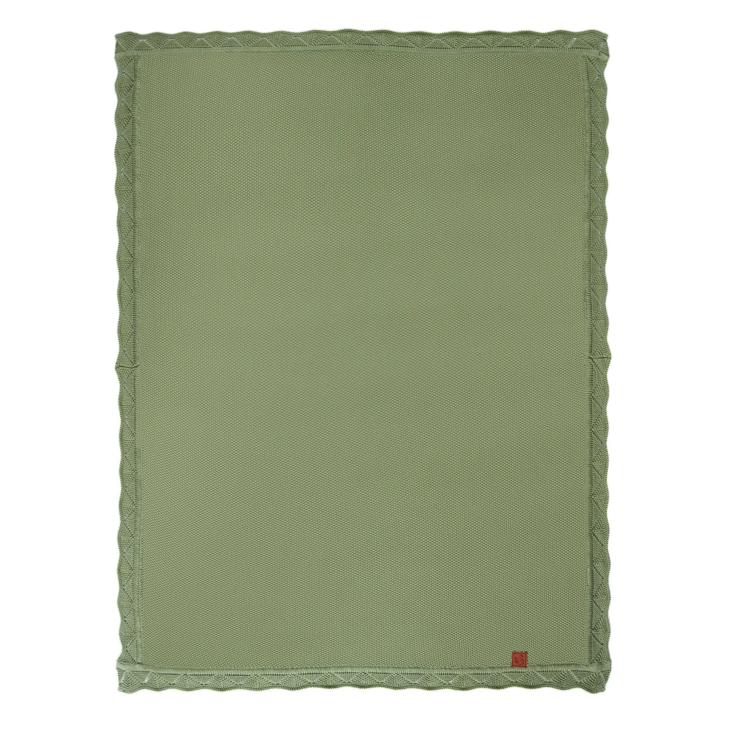 Heirloom Lace Knit Baby Blanket in Sage Green – 100% Cotton OEKO-TEX Certified Receiving Blanket