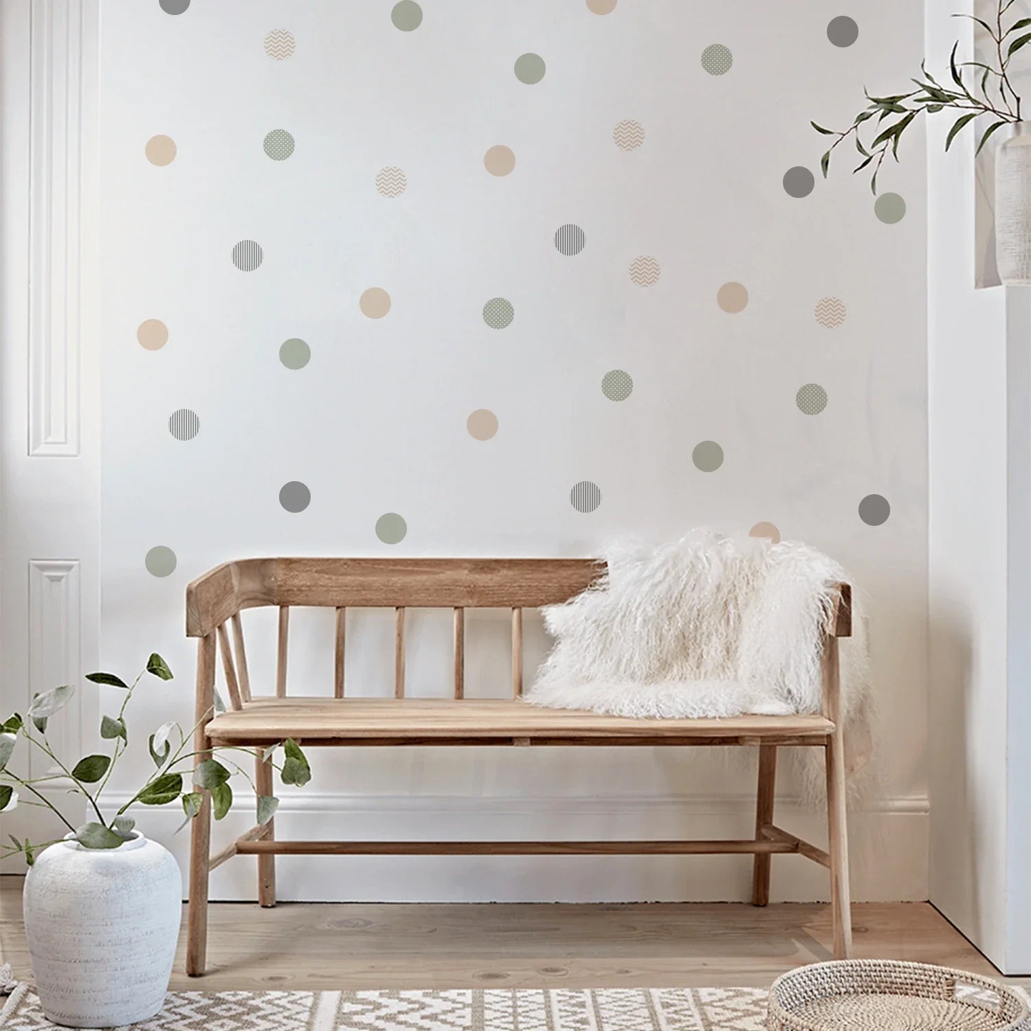 Boho Green Wall Stickers – Removable Polka Dot Decals for Kids Room & Nursery