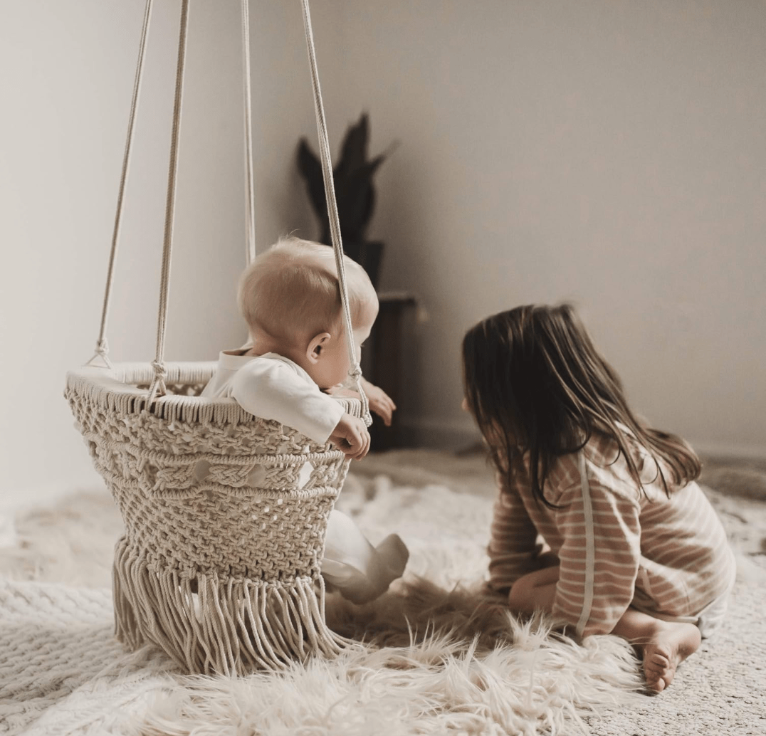 Handmade Organic Macrame Baby Swing – Boho Nursery Swing Chair for Babies & Toddlers
