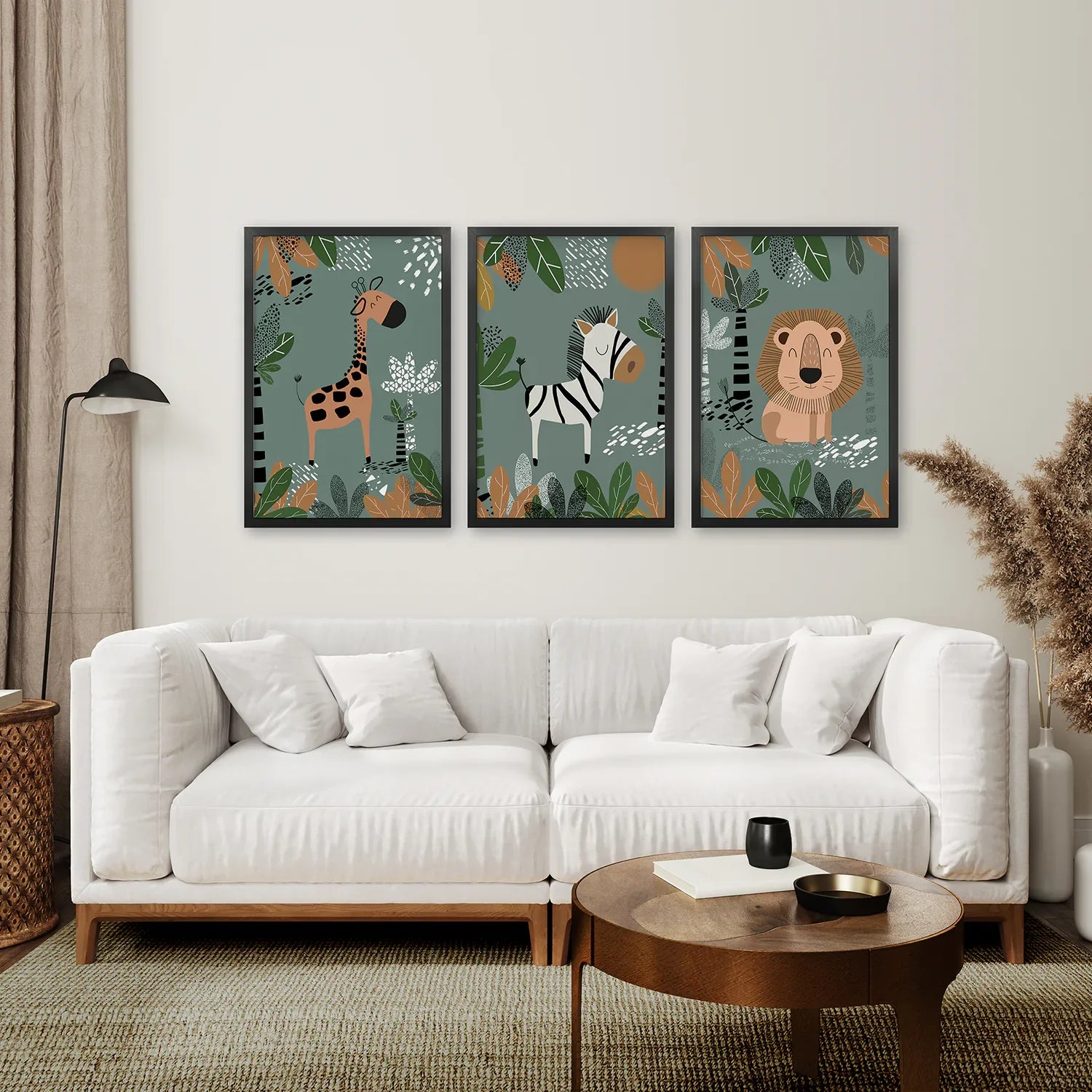 Safari Nursery Wall Art – Handcrafted Giraffe, Zebra & Lion Prints for Baby Room