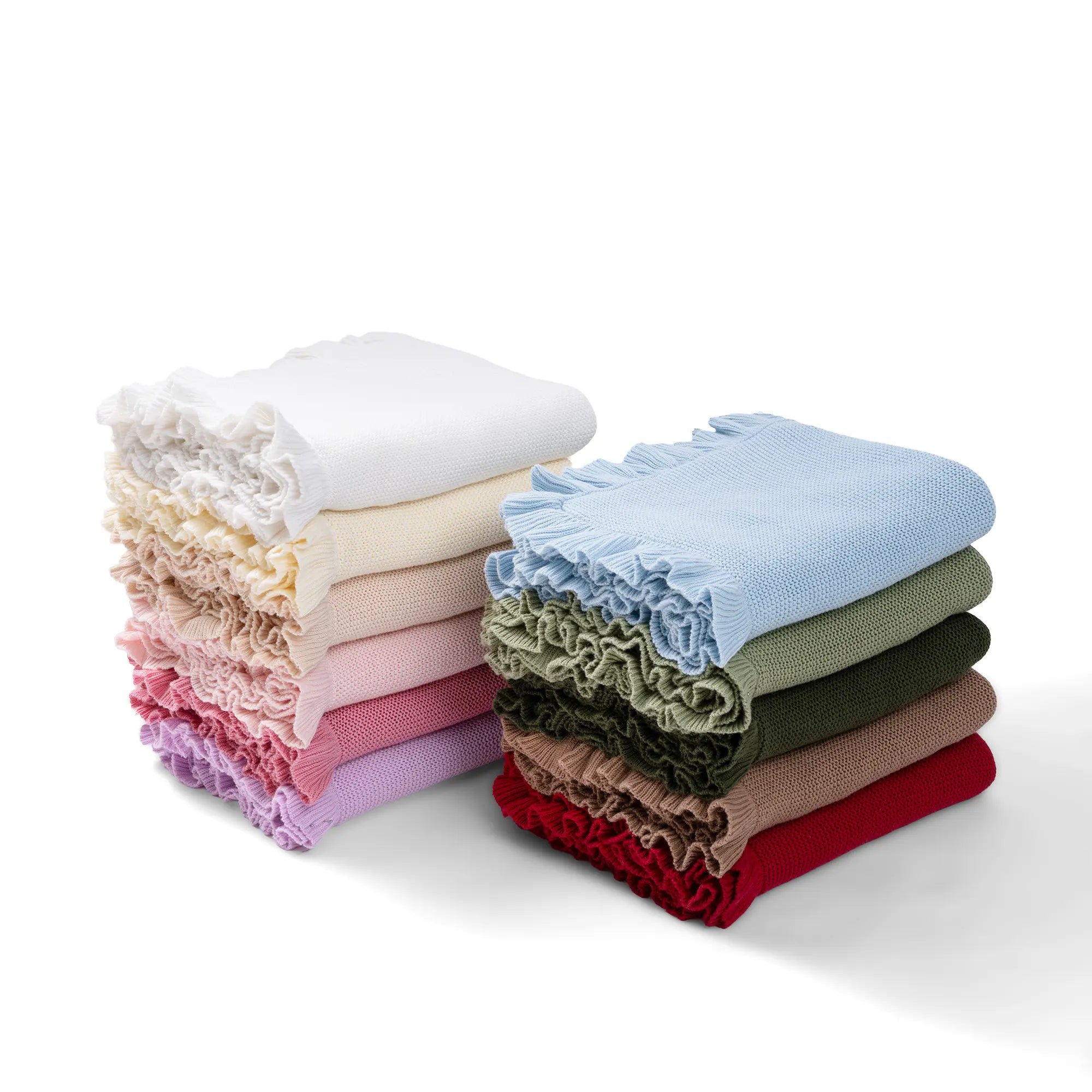 Ruffled Edge Knit Baby Blanket – Soft Boho Nursery Blanket in Mocha