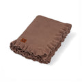 Ruffled Edge Knit Baby Blanket – Soft Boho Nursery Blanket in Mocha