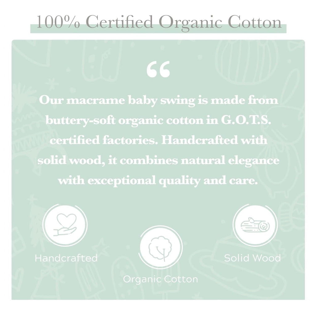 Handmade Organic Macrame Baby Swing – Boho Nursery Swing Chair for Babies & Toddlers