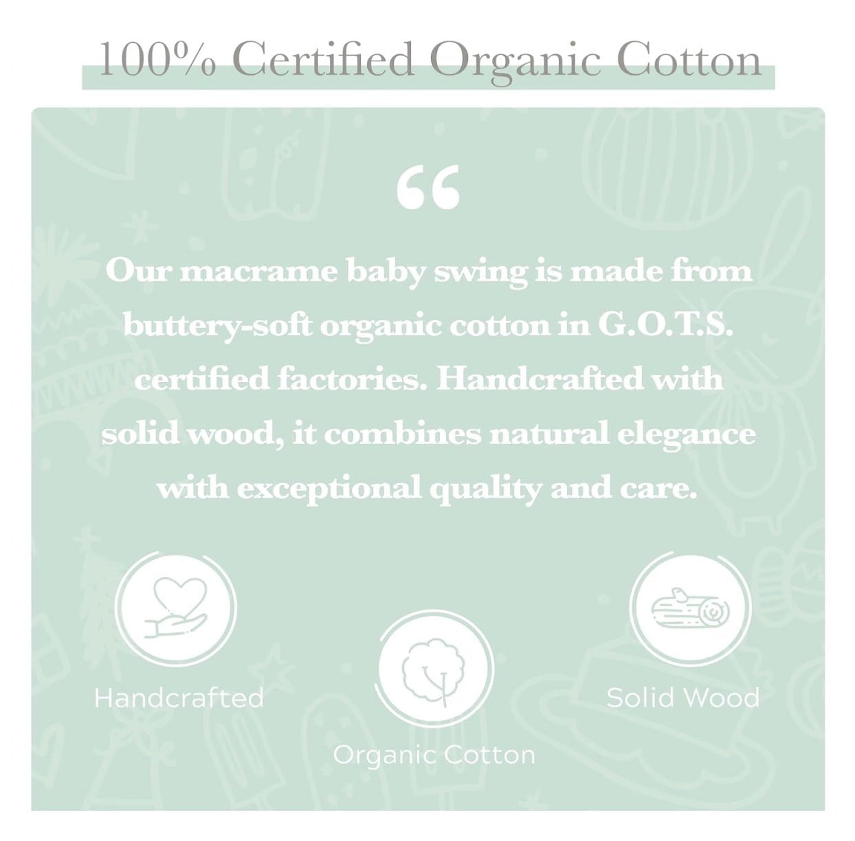 Handmade Organic Macrame Baby Swing – Boho Nursery Swing Chair for Babies & Toddlers