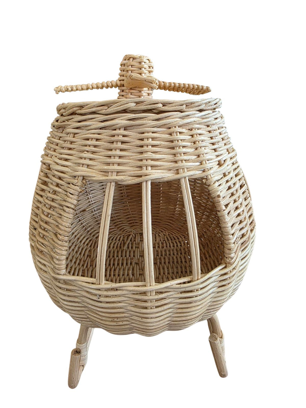 Rattan Toy Helicopter – Handcrafted Boho Pretend Play Toy for Kids | Montessori Airplane Nursery Decor