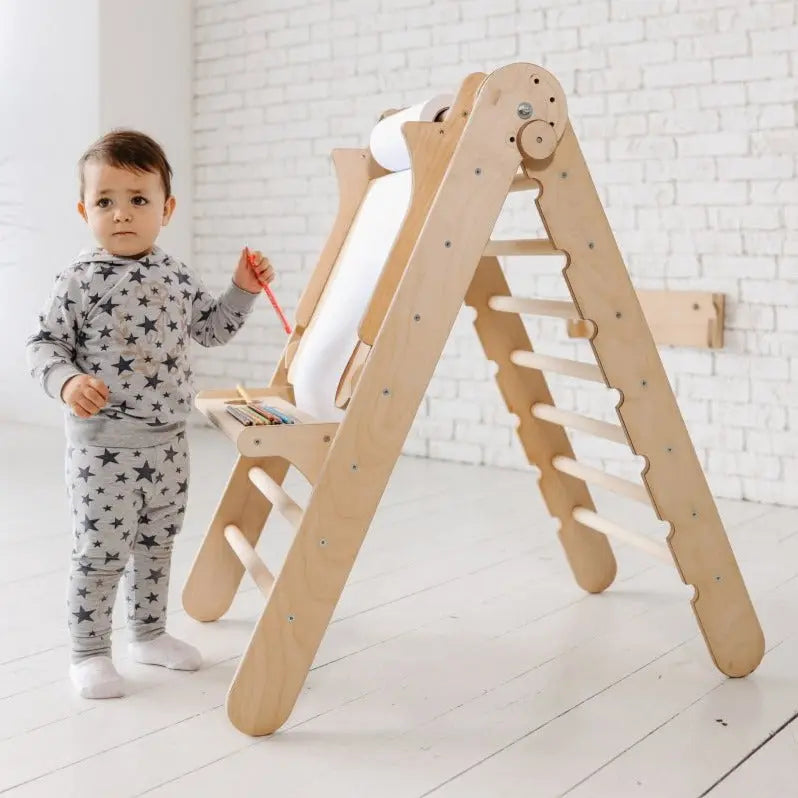 Goodevas Art Station Add-On for Montessori Triangle Ladder – Kids Easel & Drawing Table Attachment