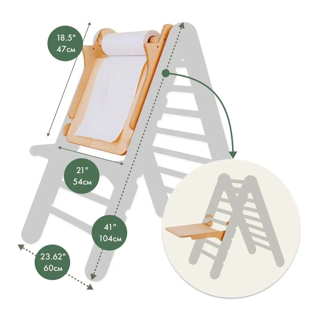 Goodevas Art Station Add-On for Montessori Triangle Ladder – Kids Easel & Drawing Table Attachment