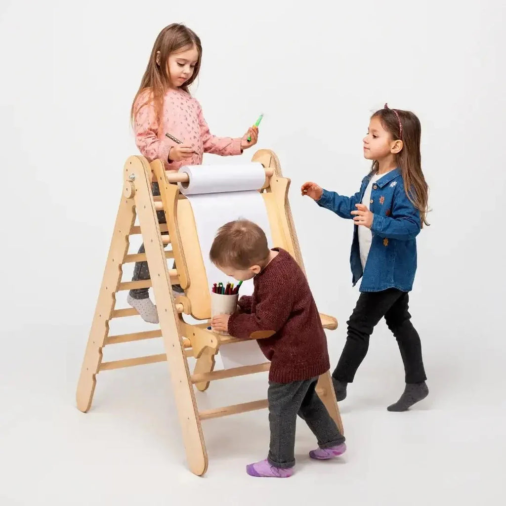 Goodevas Art Station Add-On for Montessori Triangle Ladder – Kids Easel & Drawing Table Attachment