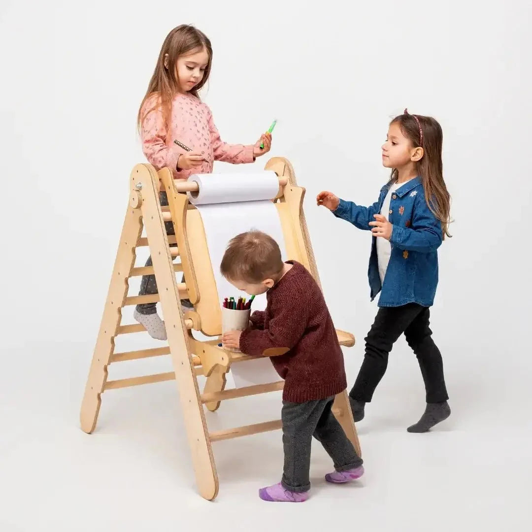 Goodevas Art Station Add-On for Montessori Triangle Ladder – Kids Easel & Drawing Table Attachment