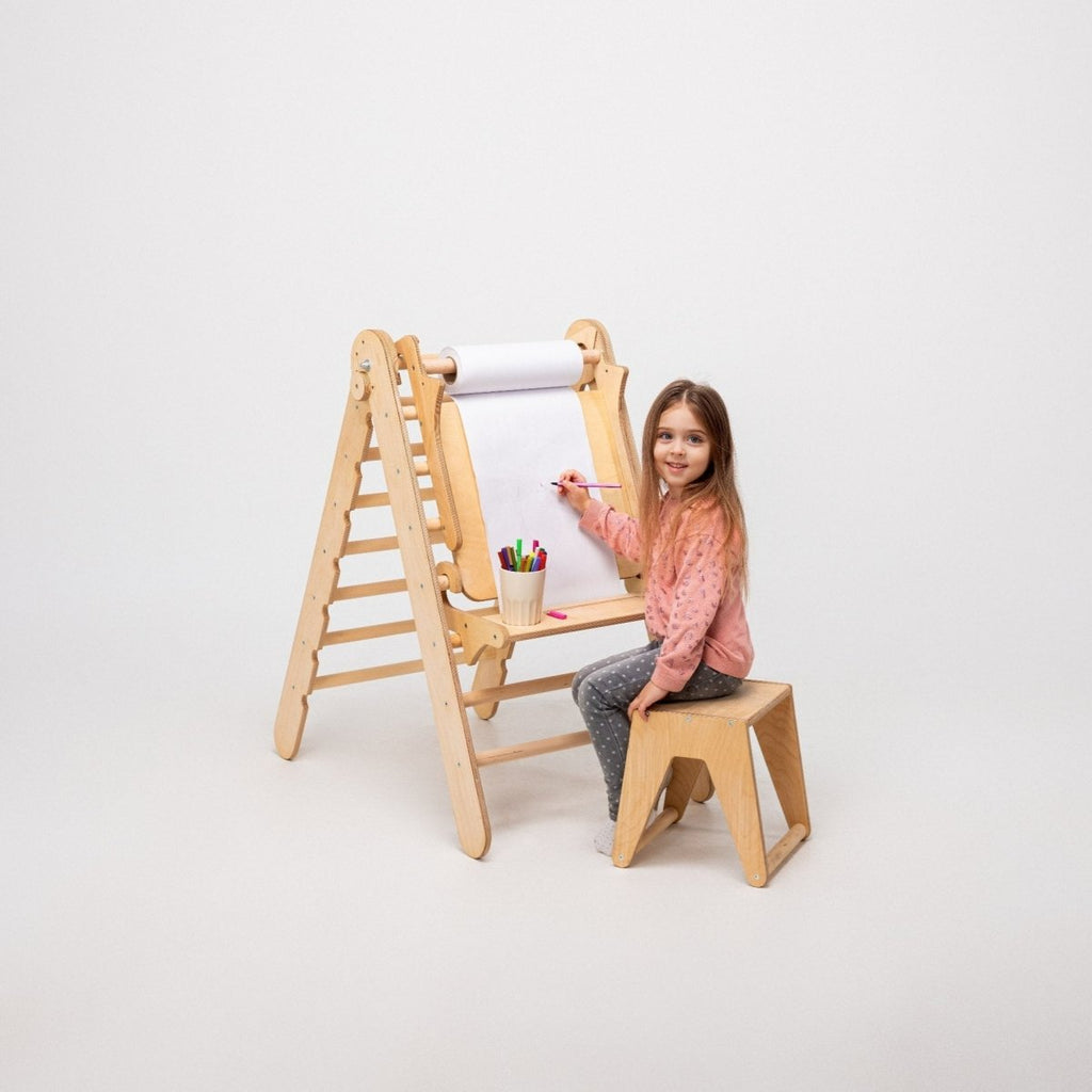 Goodevas Art Station Add-On for Montessori Triangle Ladder – Kids Easel & Drawing Table Attachment