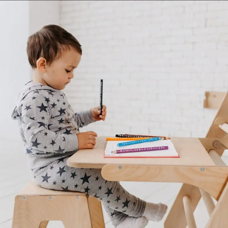 Goodevas Art Station Add-On for Montessori Triangle Ladder – Kids Easel & Drawing Table Attachment