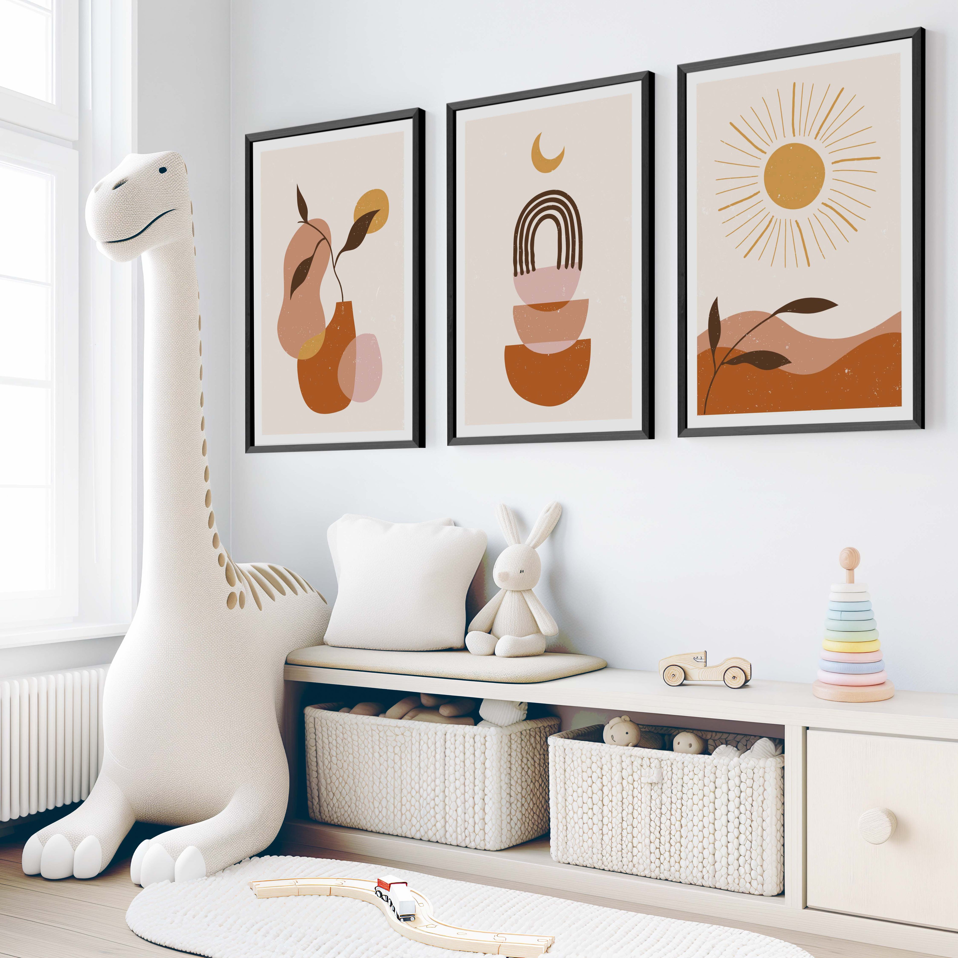 Boho Nursery Wall Art – Minimalist Abstract Print Set (3 Pieces)