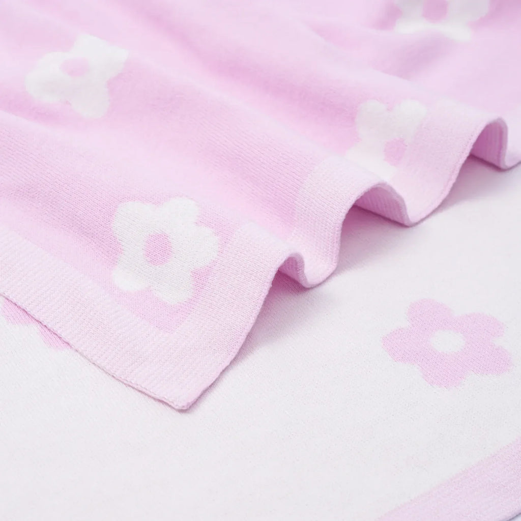 Daisy Jacquard Knit Baby Blanket – 100% Cotton Heirloom Receiving Blanket, OEKO-TEX Certified, Gender Neutral