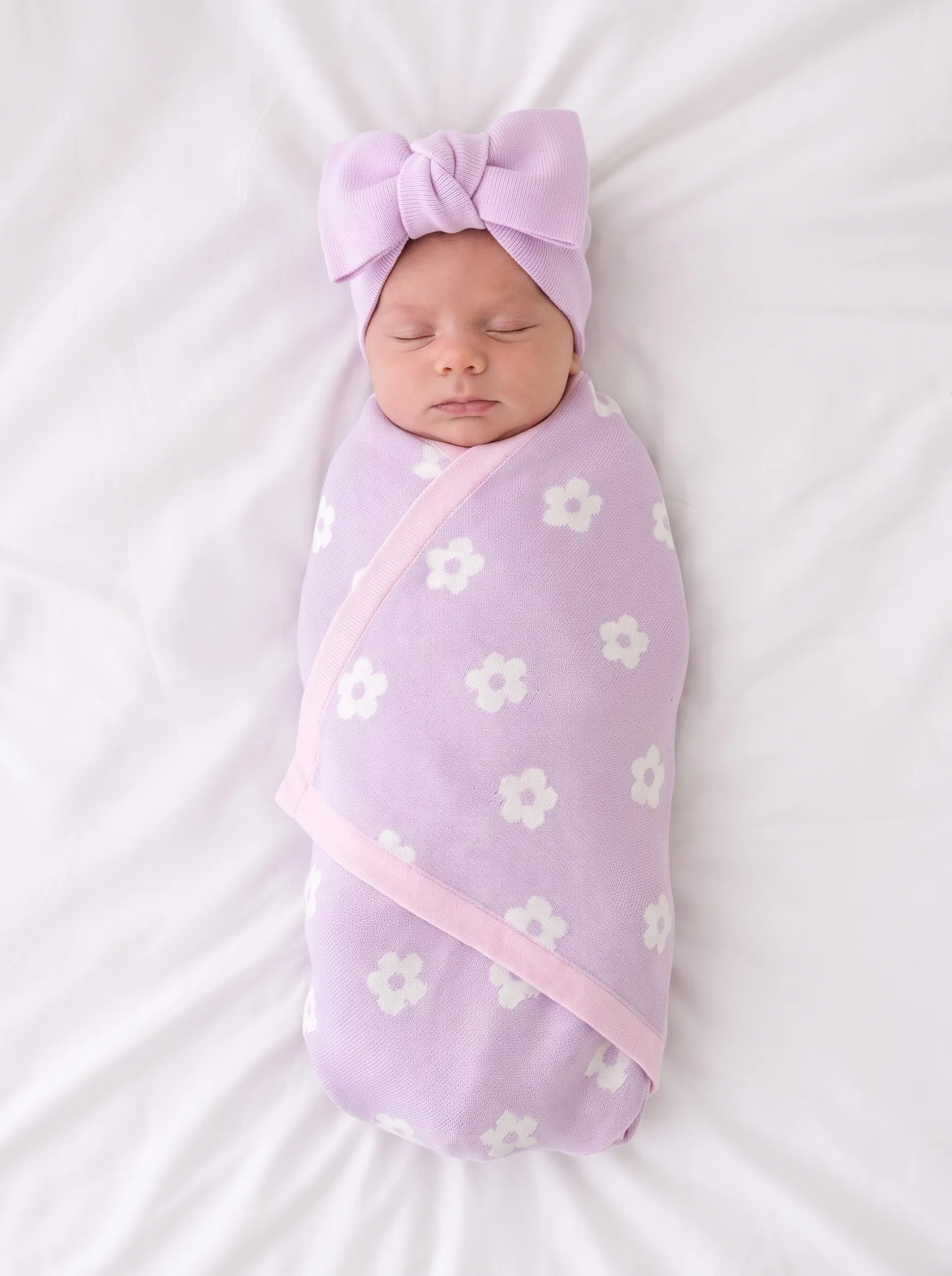 Daisy Jacquard Knit Baby Blanket – 100% Cotton Heirloom Receiving Blanket, OEKO-TEX Certified, Gender Neutral