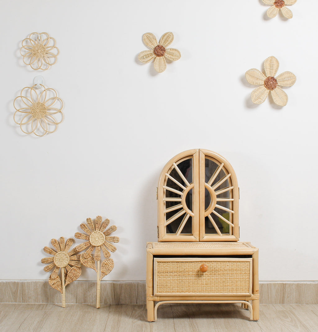 Handcrafted Rattan Flower Stem – Boho Wall & Nursery Room Decor
