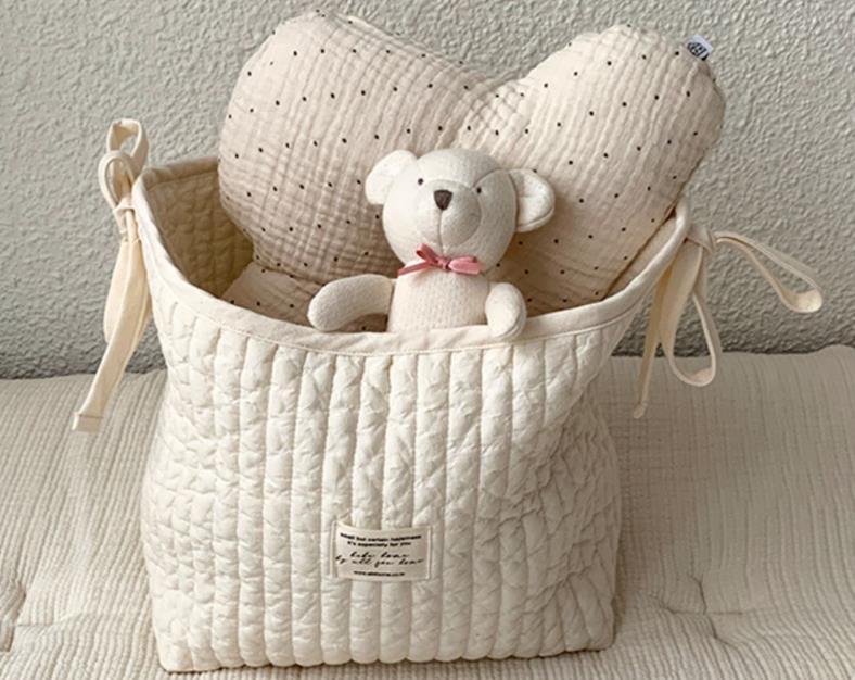 Quilted Baby Bedside Storage Bag – Nursery Organizer & Mommy Handbag